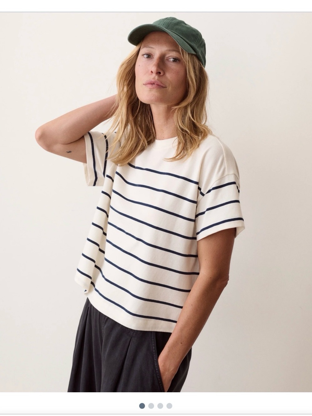 Striped Marine Layer Crew cream and black stripes